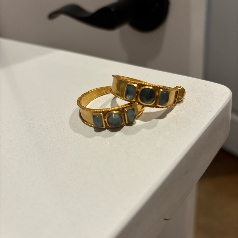 Elegant Gold and Blue Stone Earrings